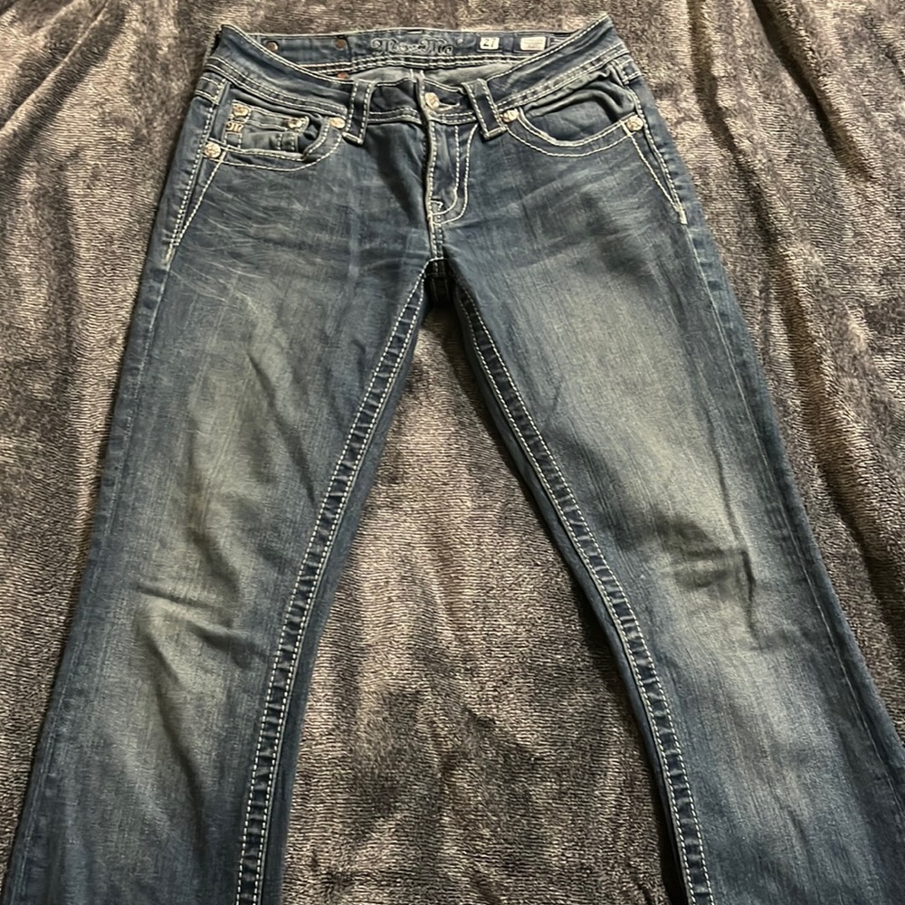 Lightly Worn Boot Cut Miss Me Jeans, Size 27